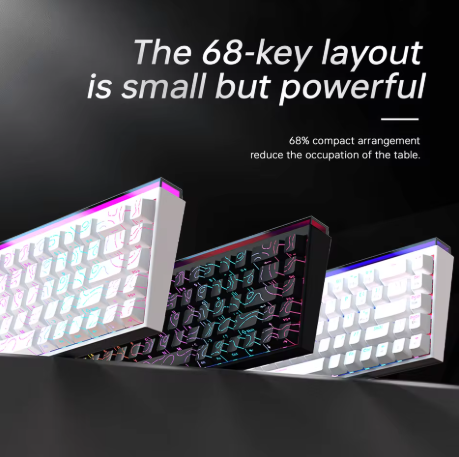 Clavier Mécanique AJAZZ NK68 Structure à Joint Insonorisation à Cinq Couches Switches Hot-Swappable Layout Minimaliste 68 Touches